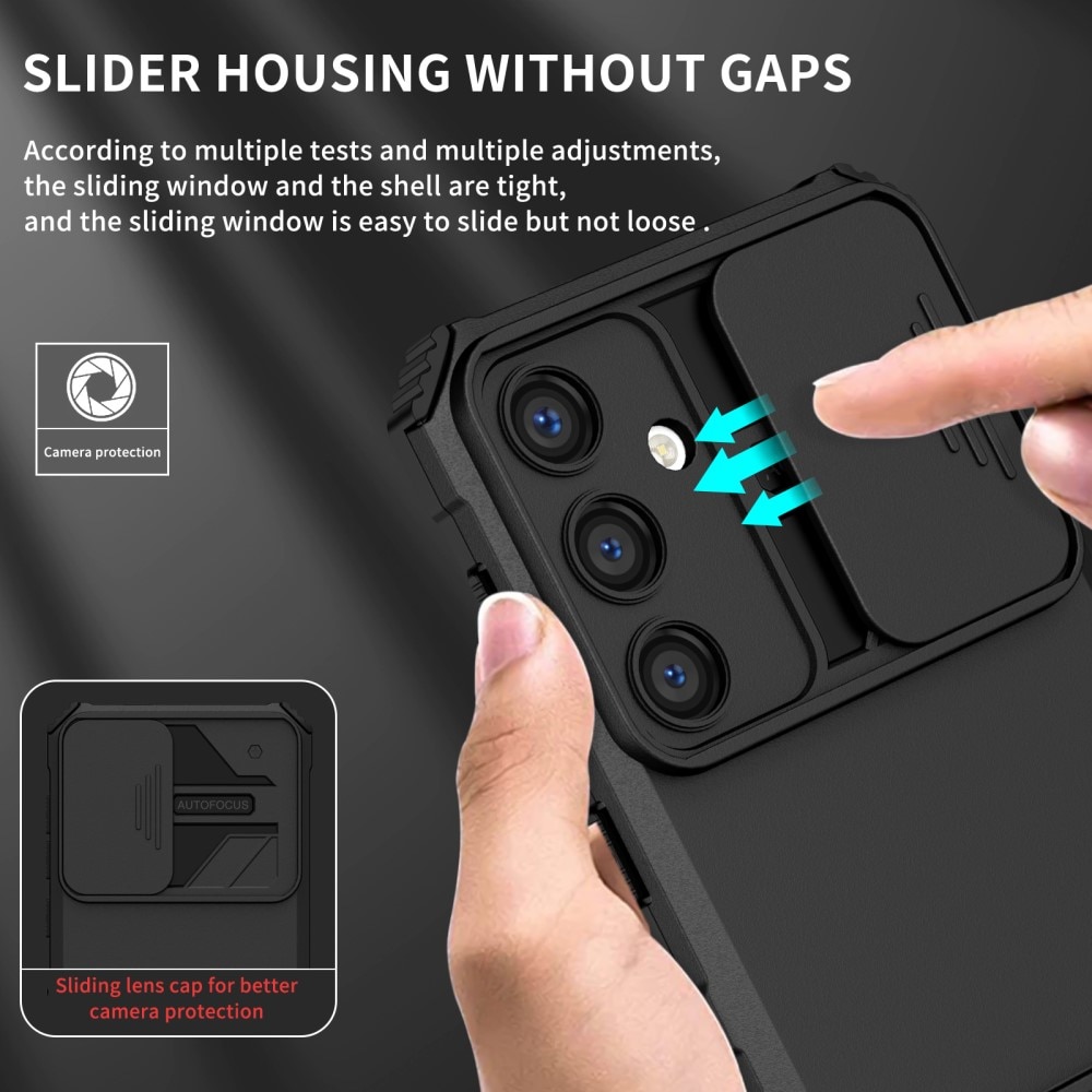 Samsung Galaxy S24 Kickstand Cover kamerabeskyttelse sort