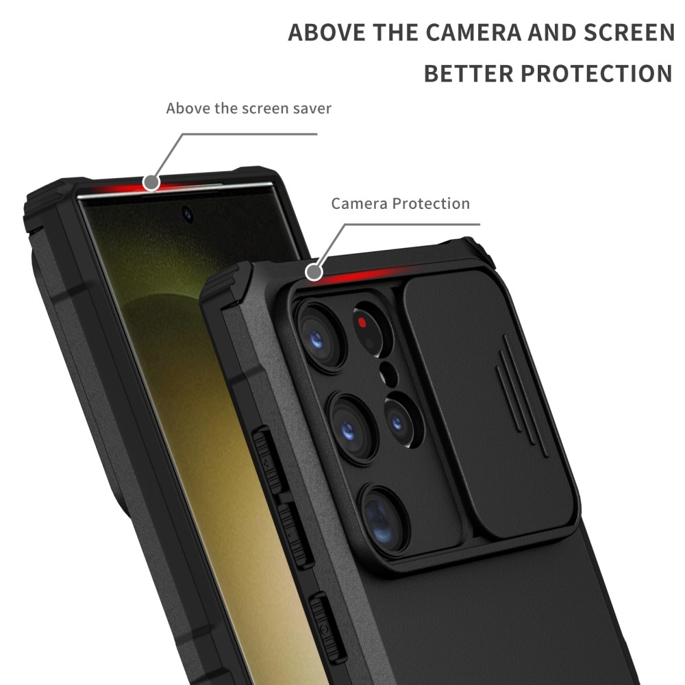 Samsung Galaxy S24 Ultra Kickstand Cover kamerabeskyttelse sort