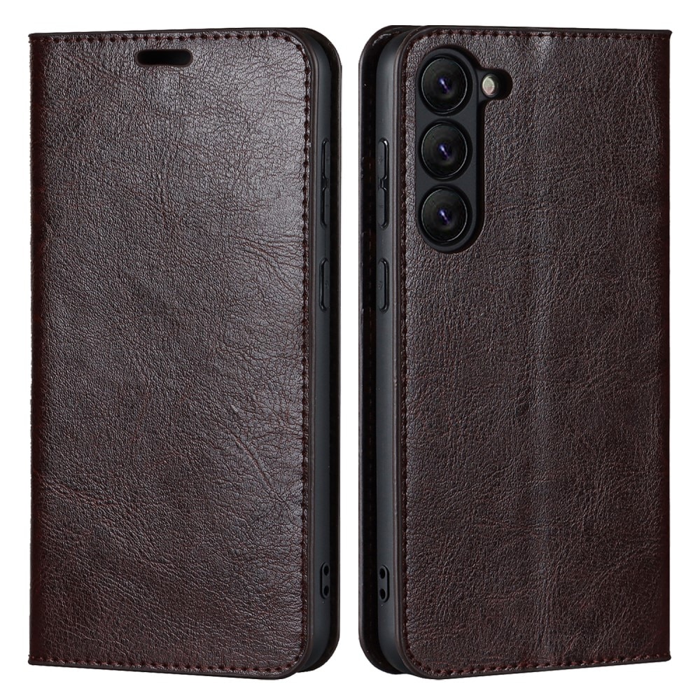 Mobiltaske Ægte Læder Samsung Galaxy S23 mørkebrun