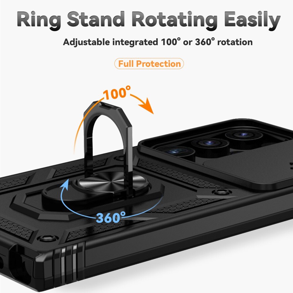 Hybridcover Ring + Kamerabeskyttelse Samsung Galaxy S24 Ultra sort