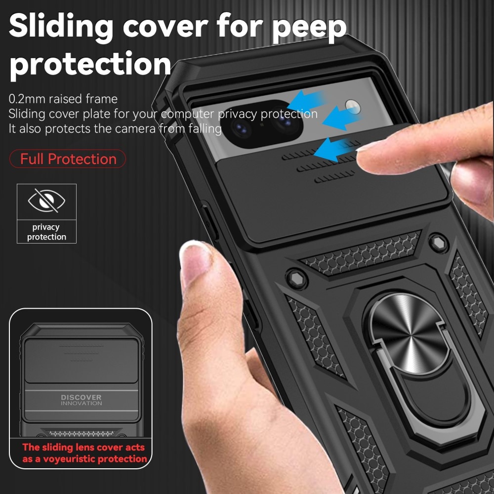 Hybridcover Ring + Kamerabeskyttelse Google Pixel 8a Sort