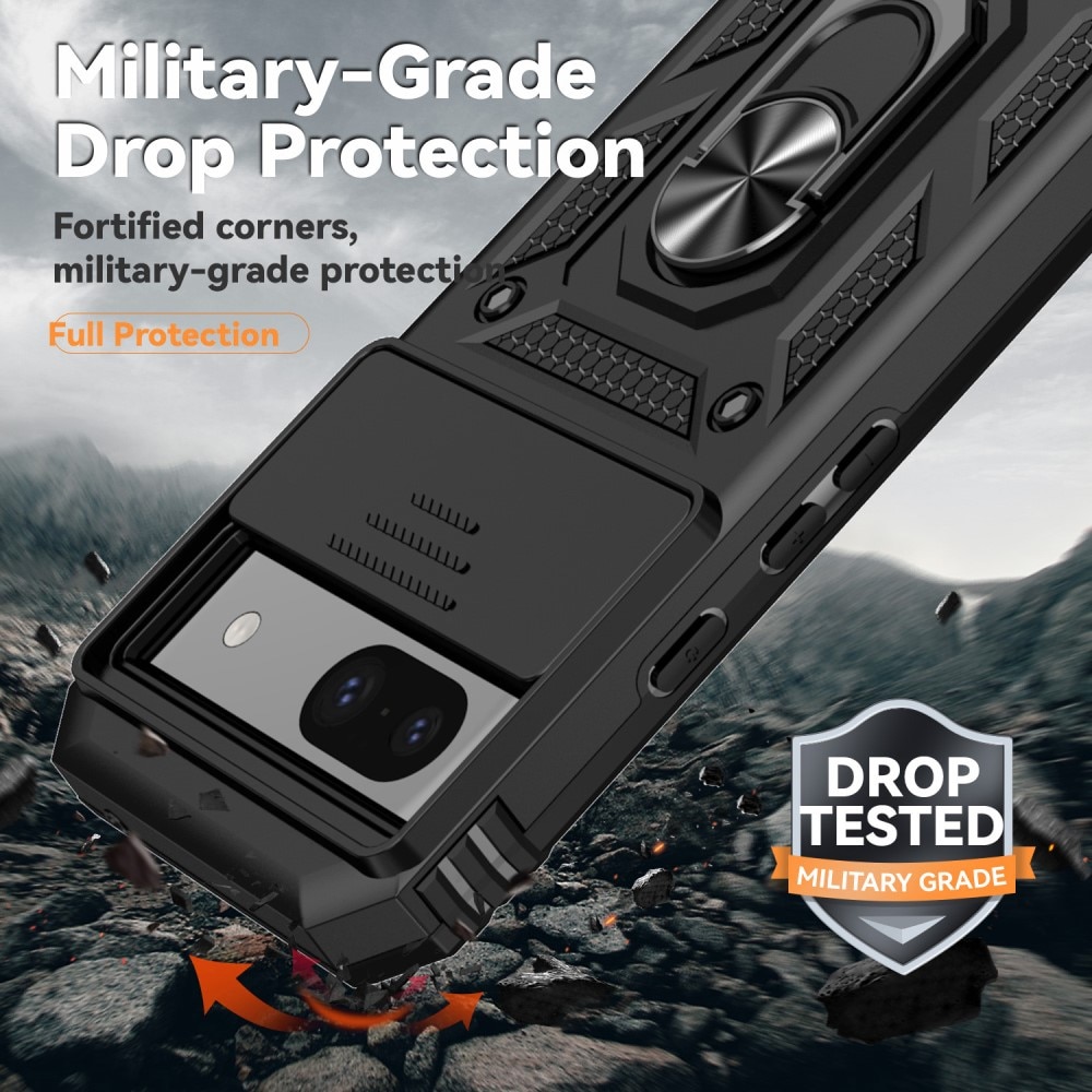 Hybridcover Ring + Kamerabeskyttelse Google Pixel 8a Sort