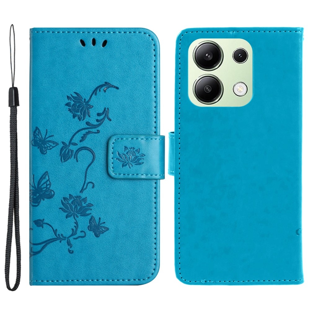 Læderetui Sommerfugle Xiaomi Redmi Note 13 4G blå