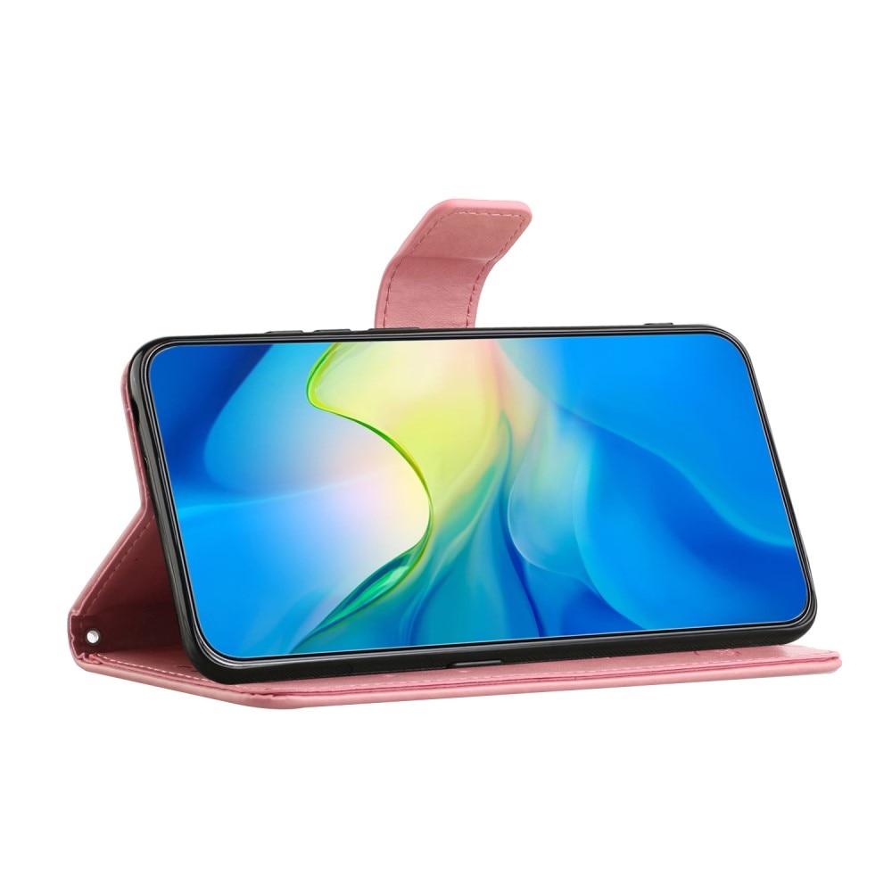 Læderetui Sommerfugle Xiaomi Redmi Note 13 4G lyserød