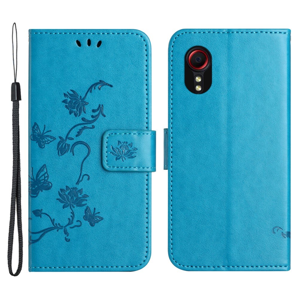Læderetui Sommerfugle Samsung Galaxy Xcover 7 Blå