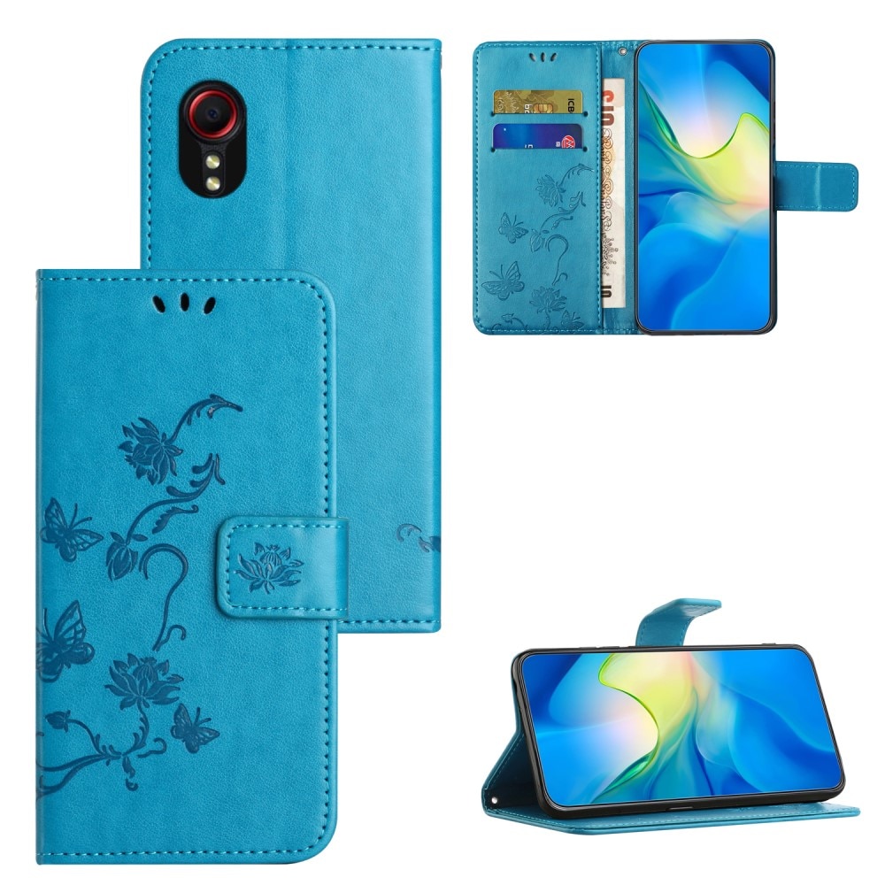 Læderetui Sommerfugle Samsung Galaxy Xcover 7 blå