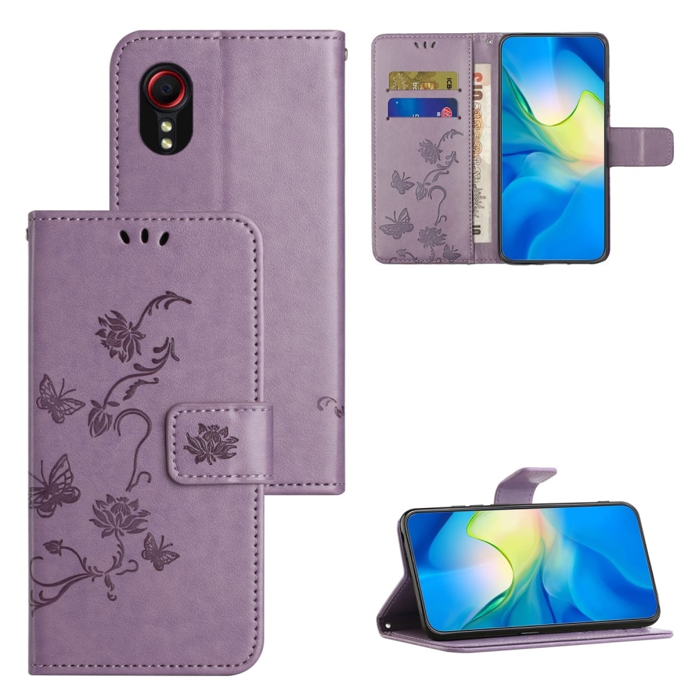 Læderetui Sommerfugle Samsung Galaxy Xcover 7 lila