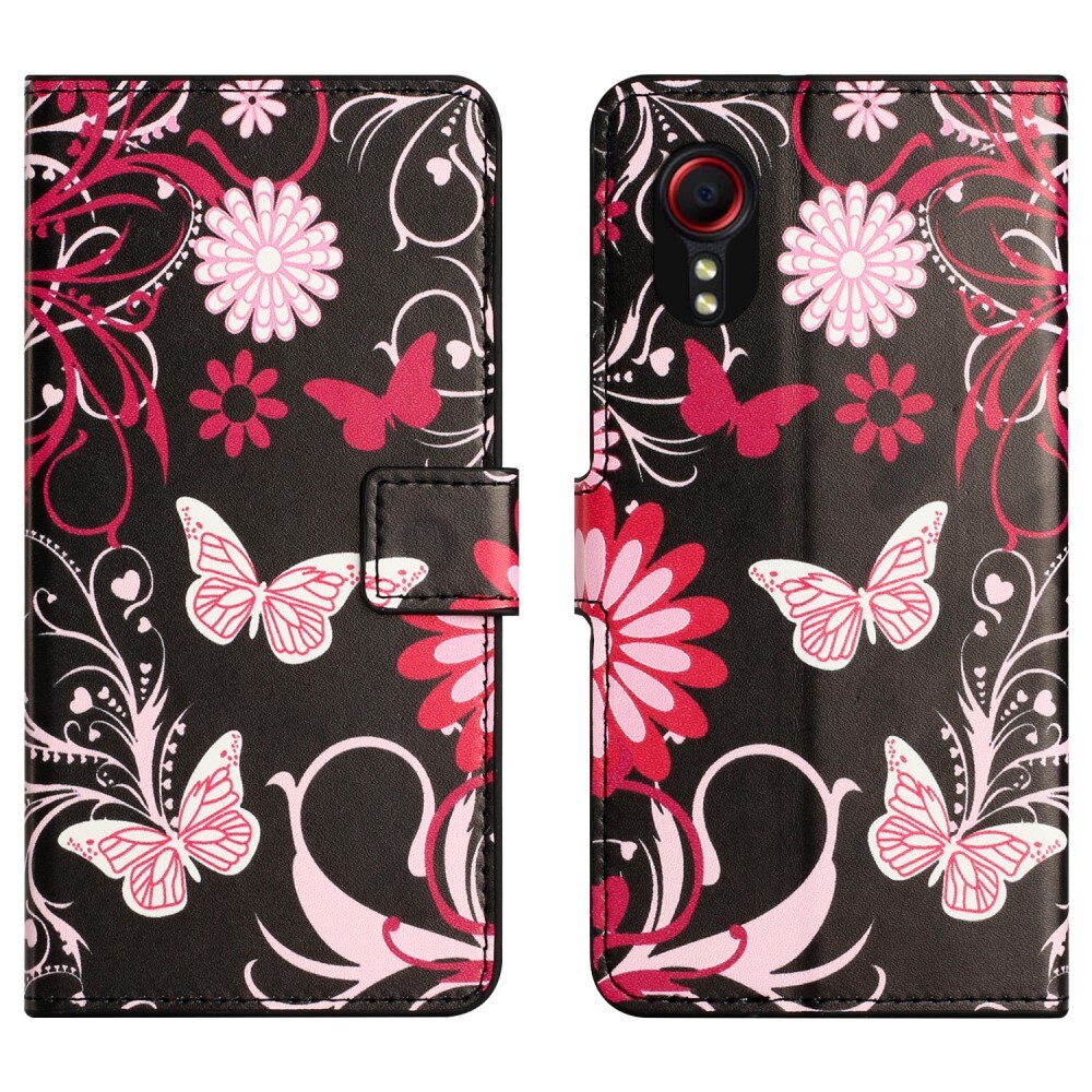 Mobiltaske Samsung Galaxy Xcover 7 sort sommerfugl
