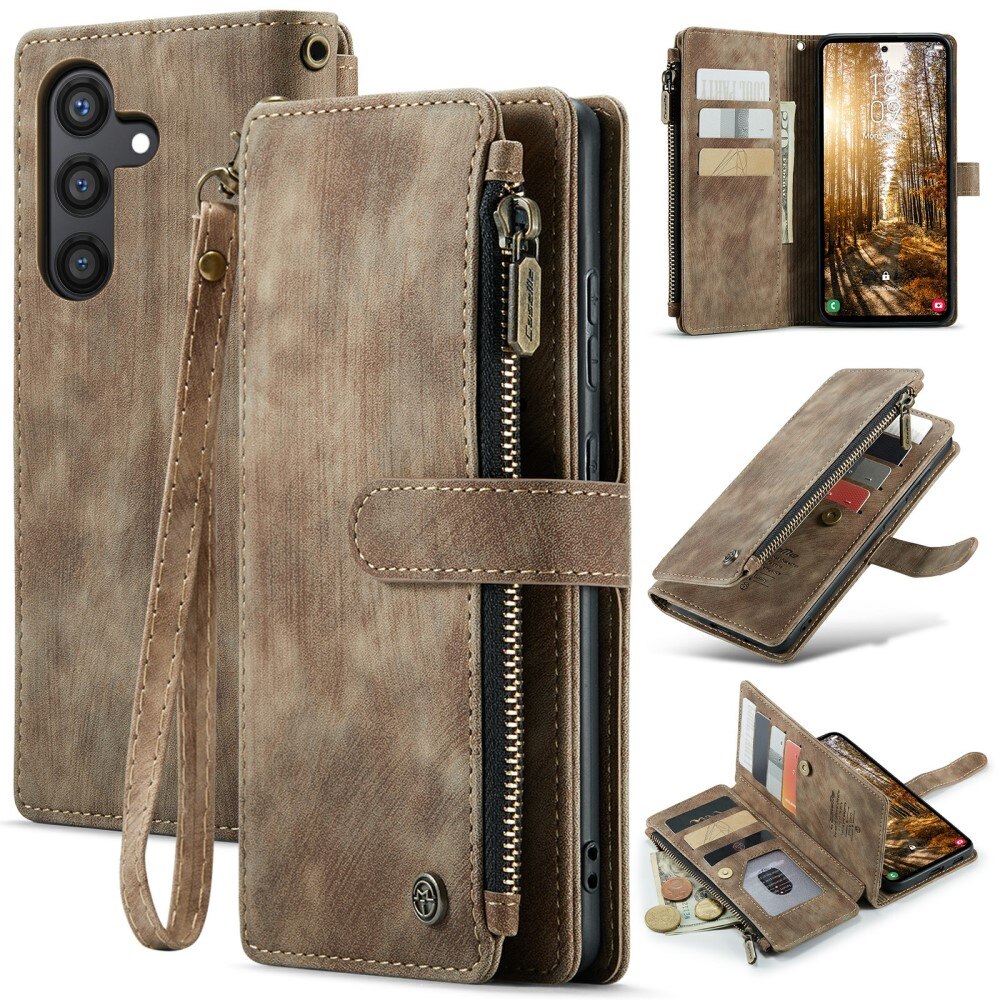 Zipper Wallet Samsung Galaxy S24 Plus brun