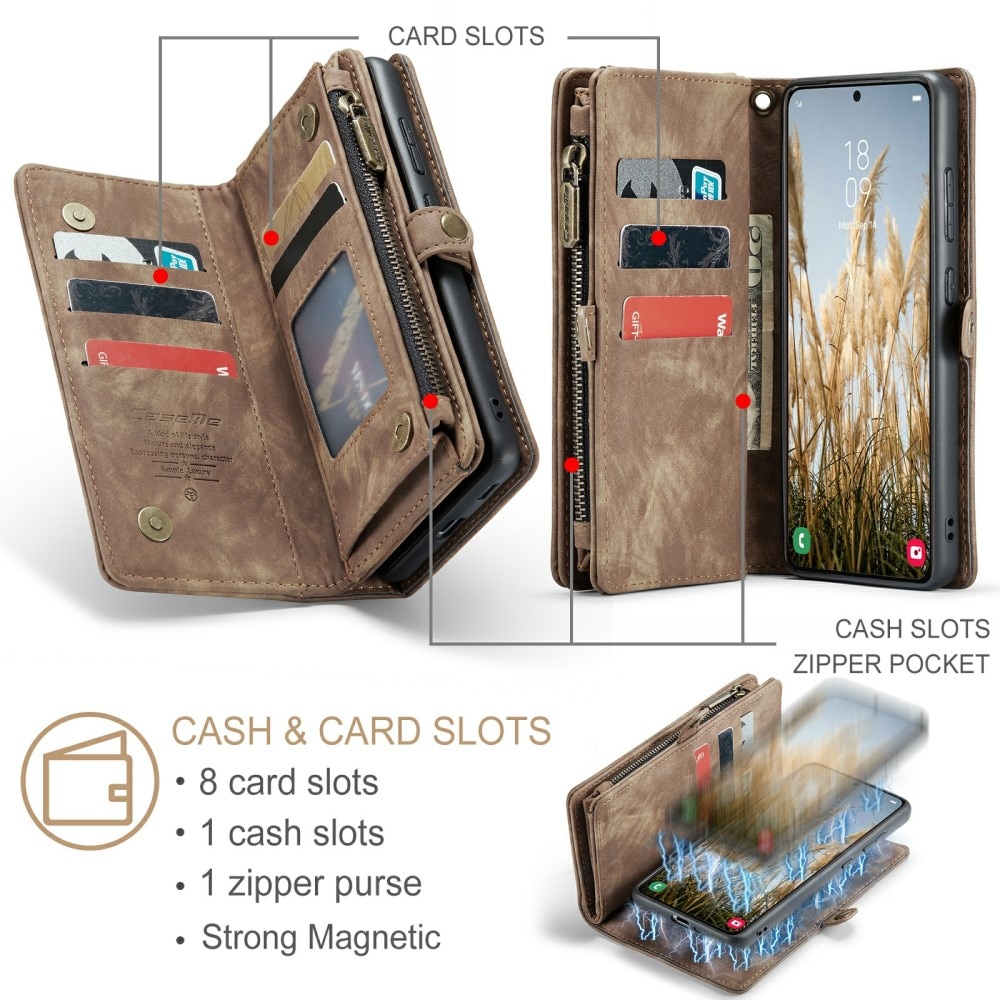 Multi-slot Mobiltaske Samsung Galaxy S24 Plus brun