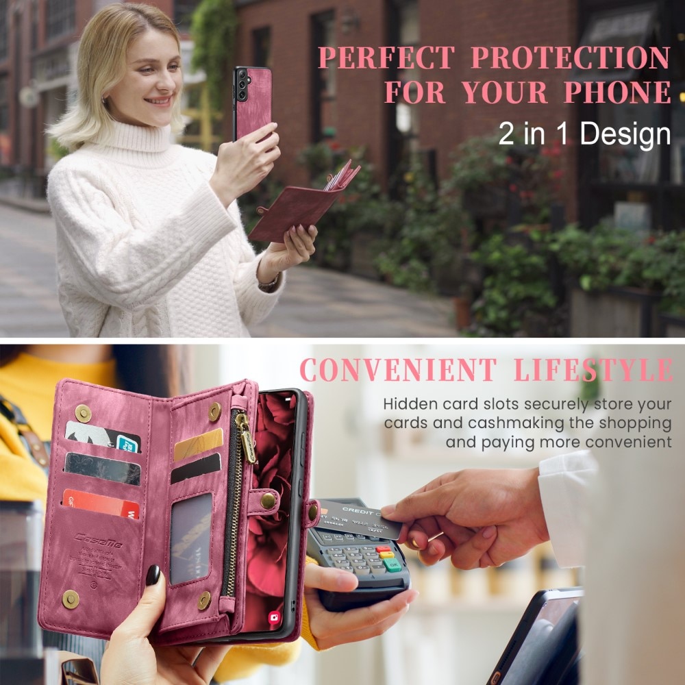 Multi-slot Mobiltaske Samsung Galaxy S24 Plus rød
