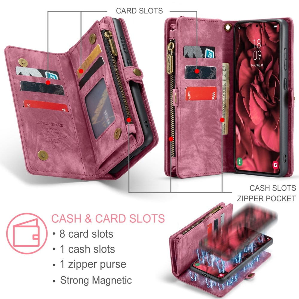 Multi-slot Mobiltaske Samsung Galaxy S24 Plus rød