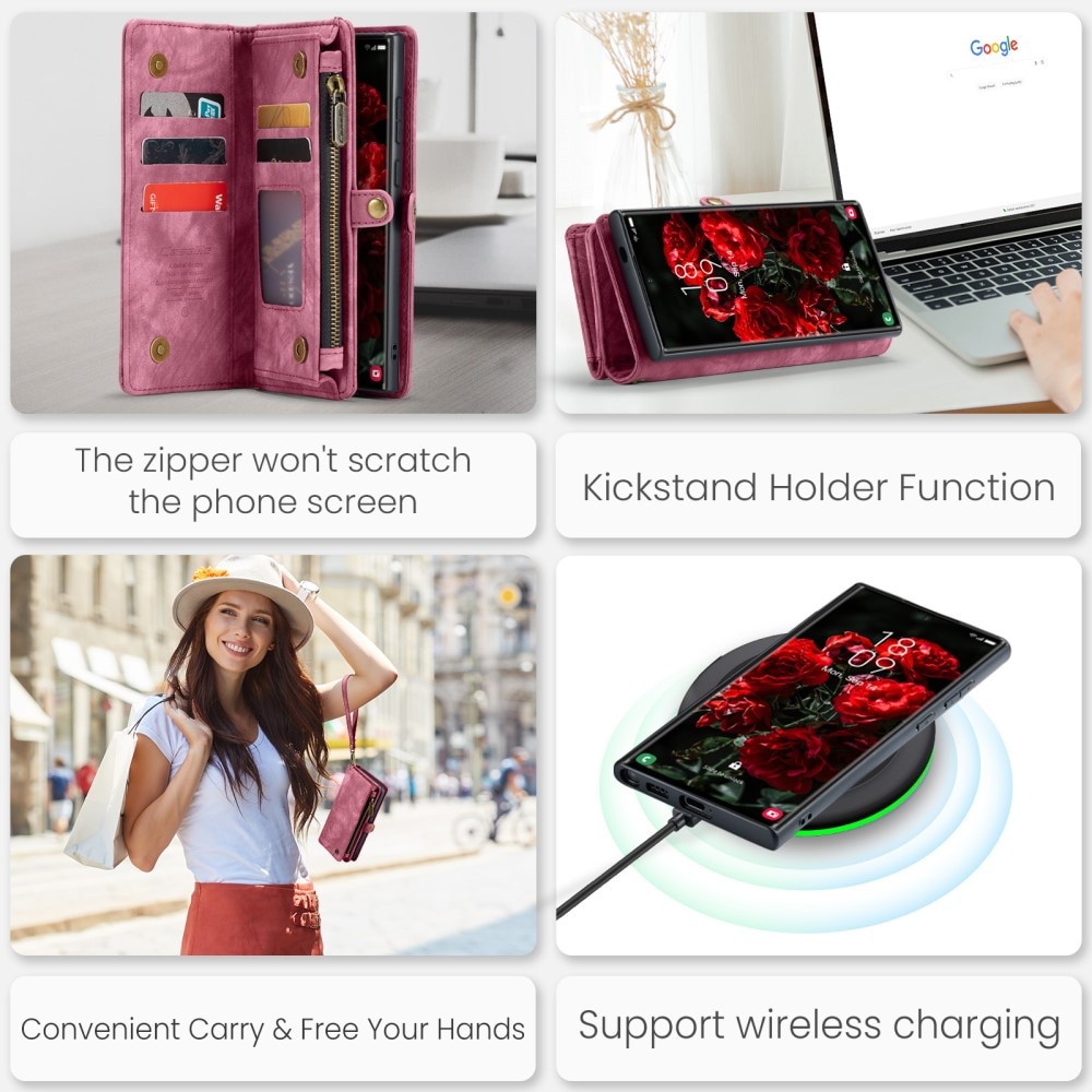 Multi-slot Mobiltaske Samsung Galaxy S24 Ultra rød