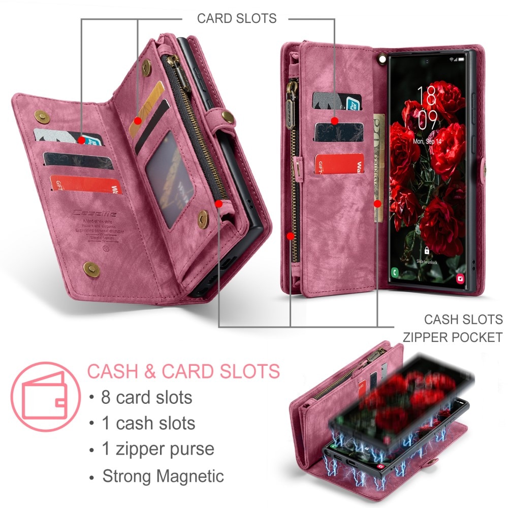 Multi-slot Mobiltaske Samsung Galaxy S24 Ultra rød