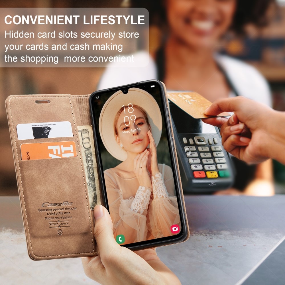 Slim Pung Etui Samsung Galaxy A15 Brun