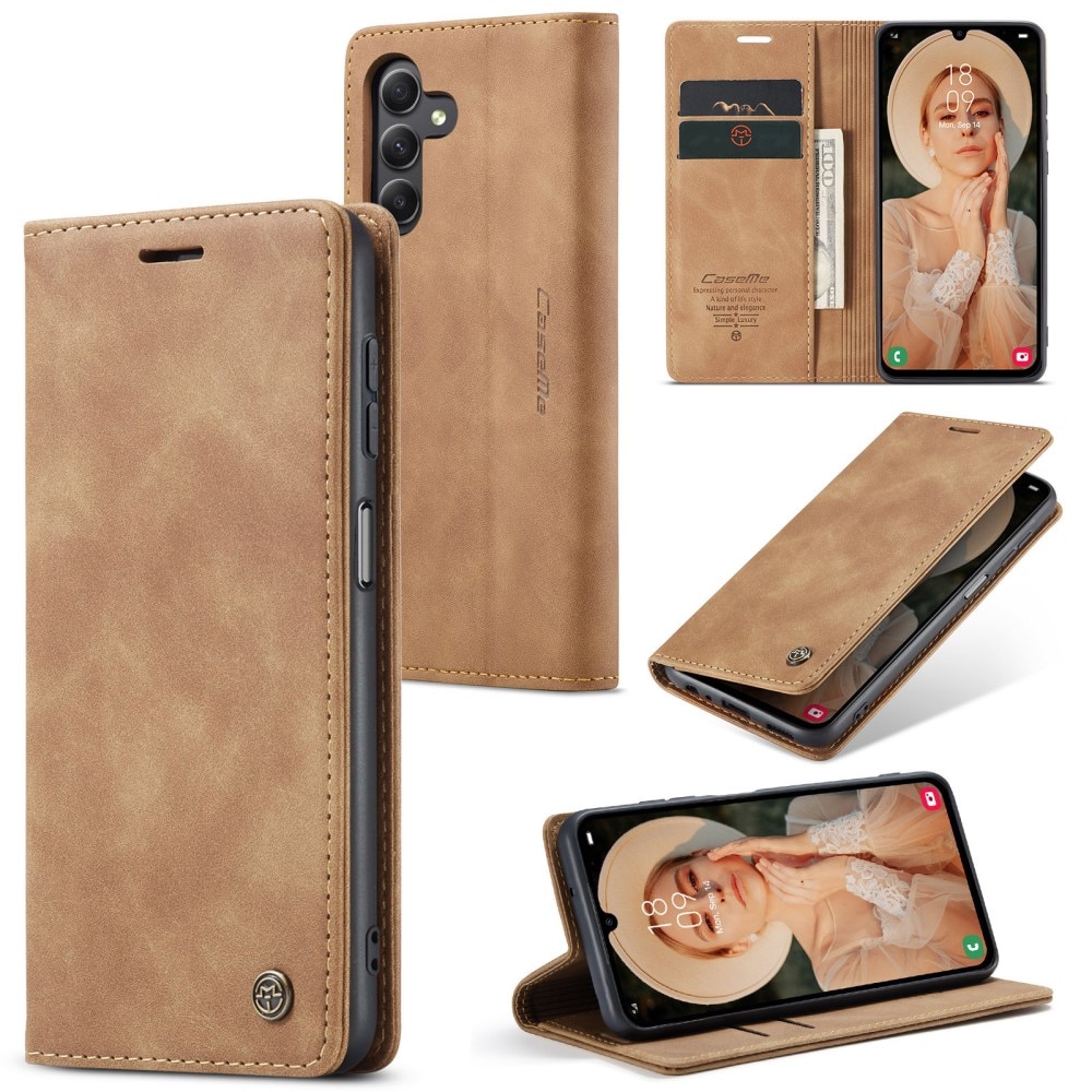 Slim Pung Etui Samsung Galaxy A15 cognac