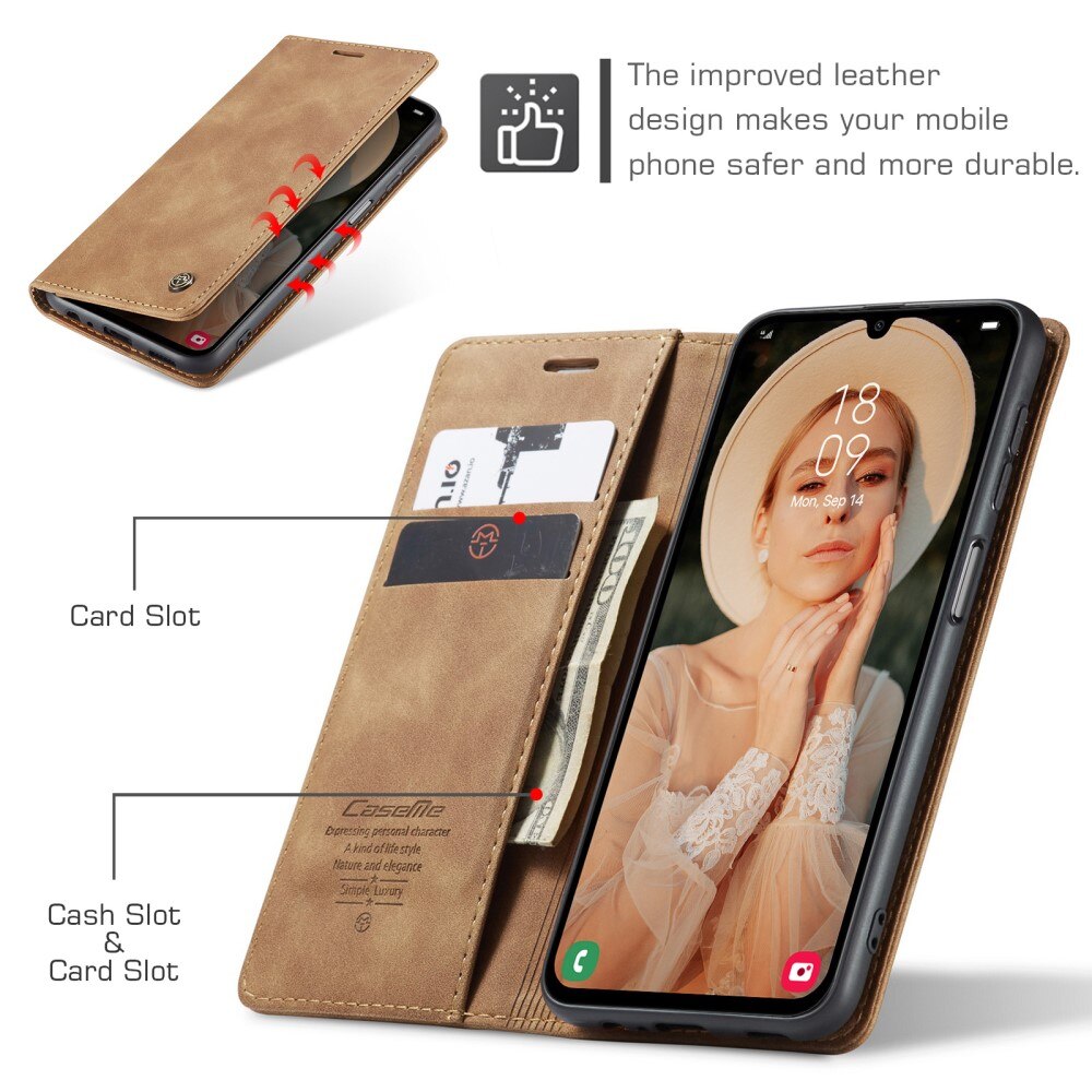 Slim Pung Etui Samsung Galaxy A15 Brun