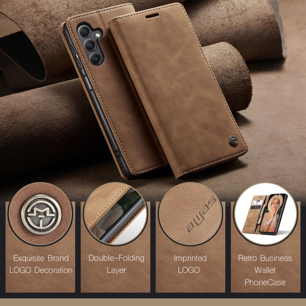 Slim Pung Etui Samsung Galaxy A15 Brun