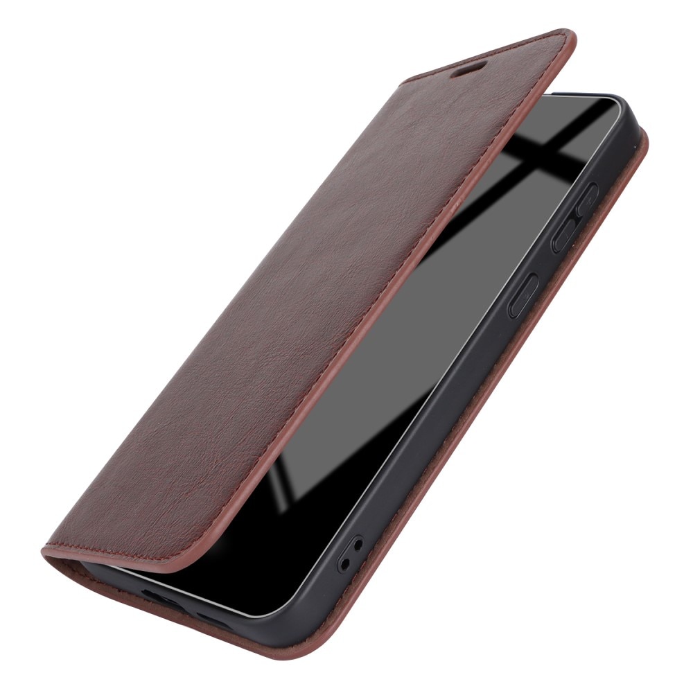 Mobiltaske Ægte Læder Samsung Galaxy S24 Plus mørkebrun