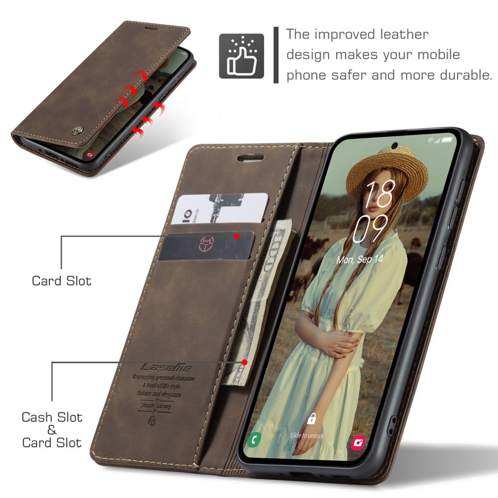 Slim Pung Etui Samsung Galaxy A35 Brun