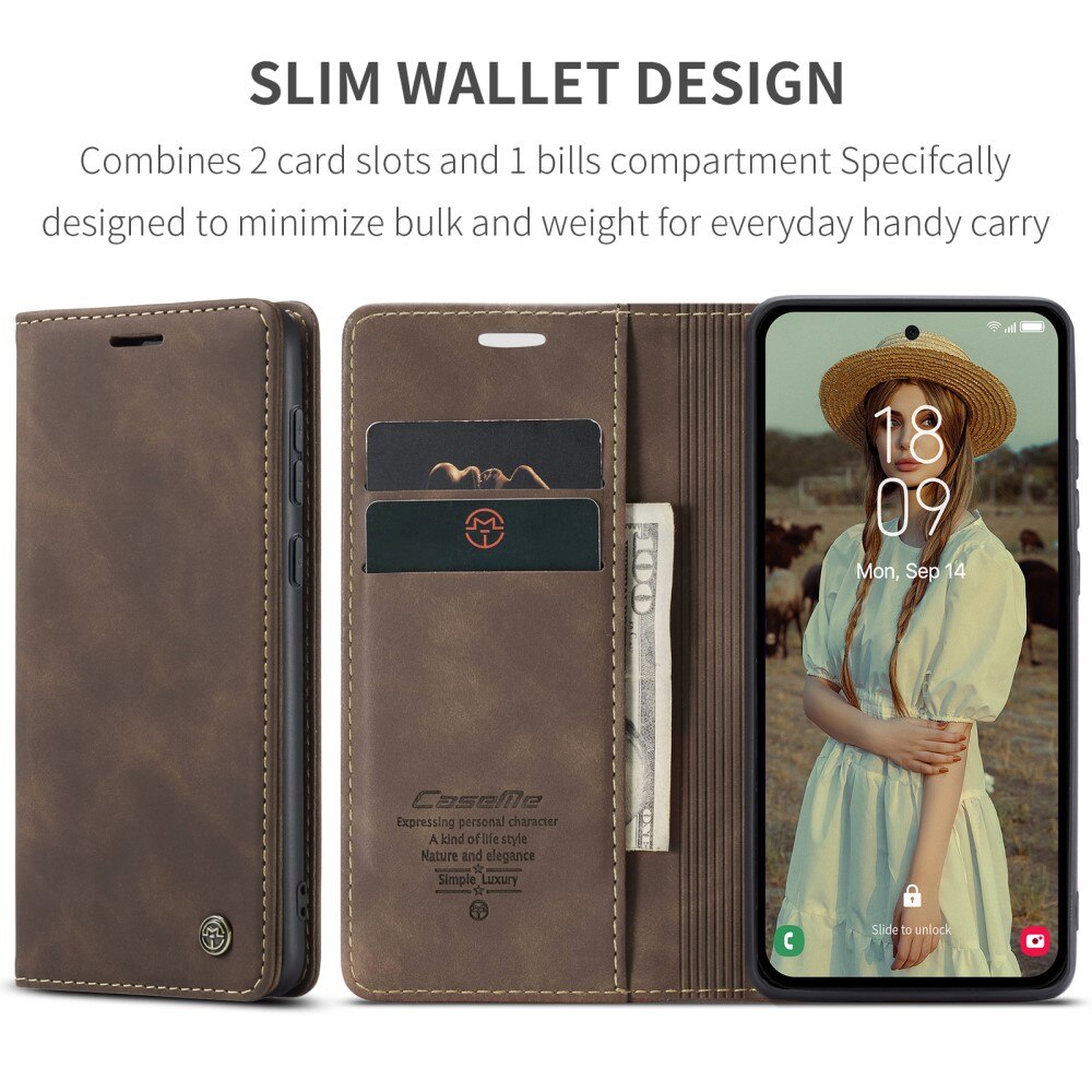 Slim Pung Etui Samsung Galaxy A35 Brun