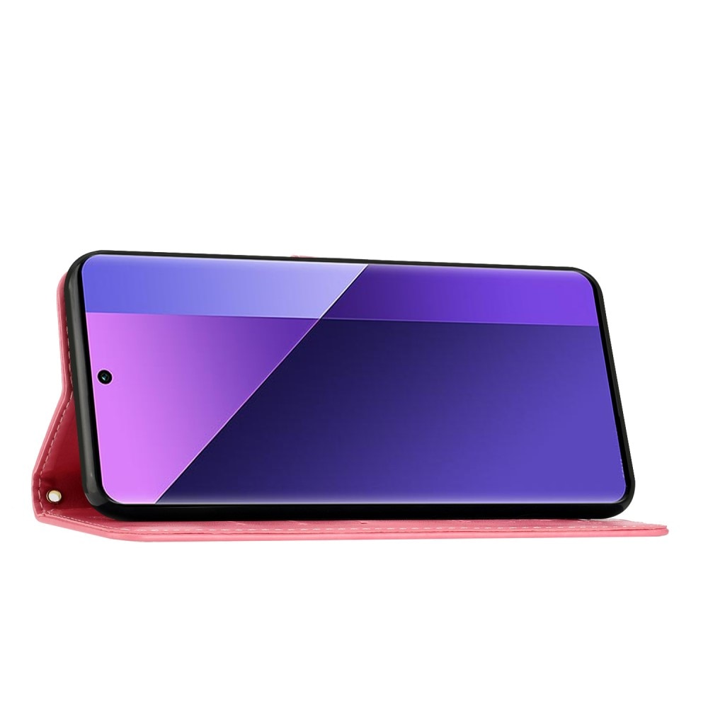 Læderetui Sommerfugle Xiaomi Redmi 13C lyserød