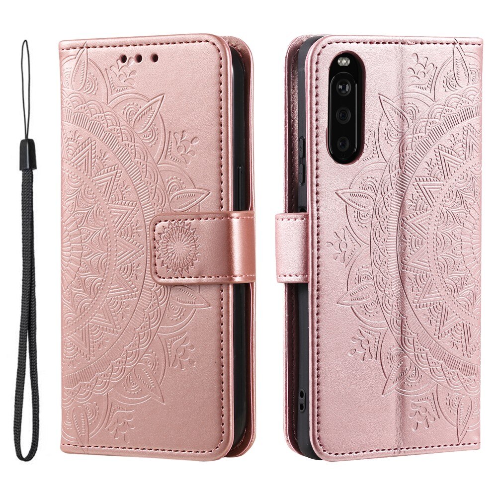 Læderetui Mandala Sony Xperia 10 VI rose guld