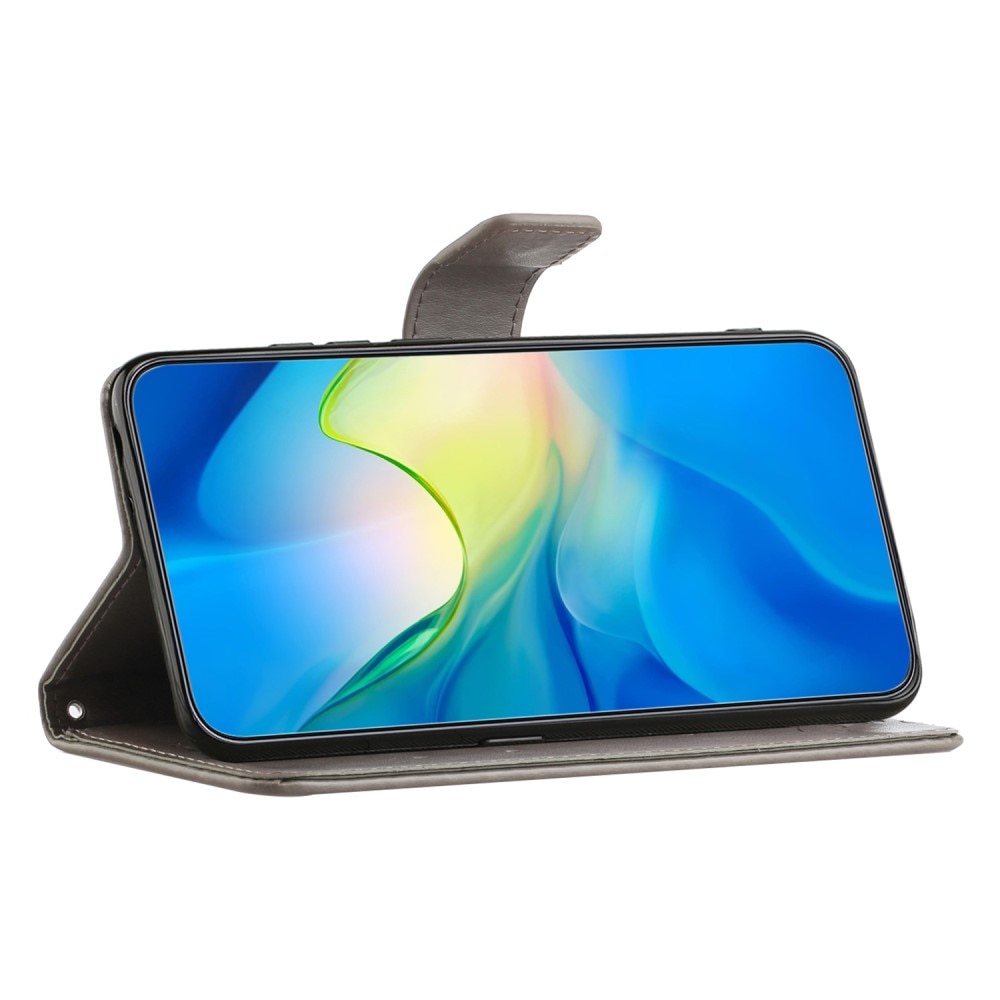 Læderetui Sommerfugle Motorola Moto G04 Grå