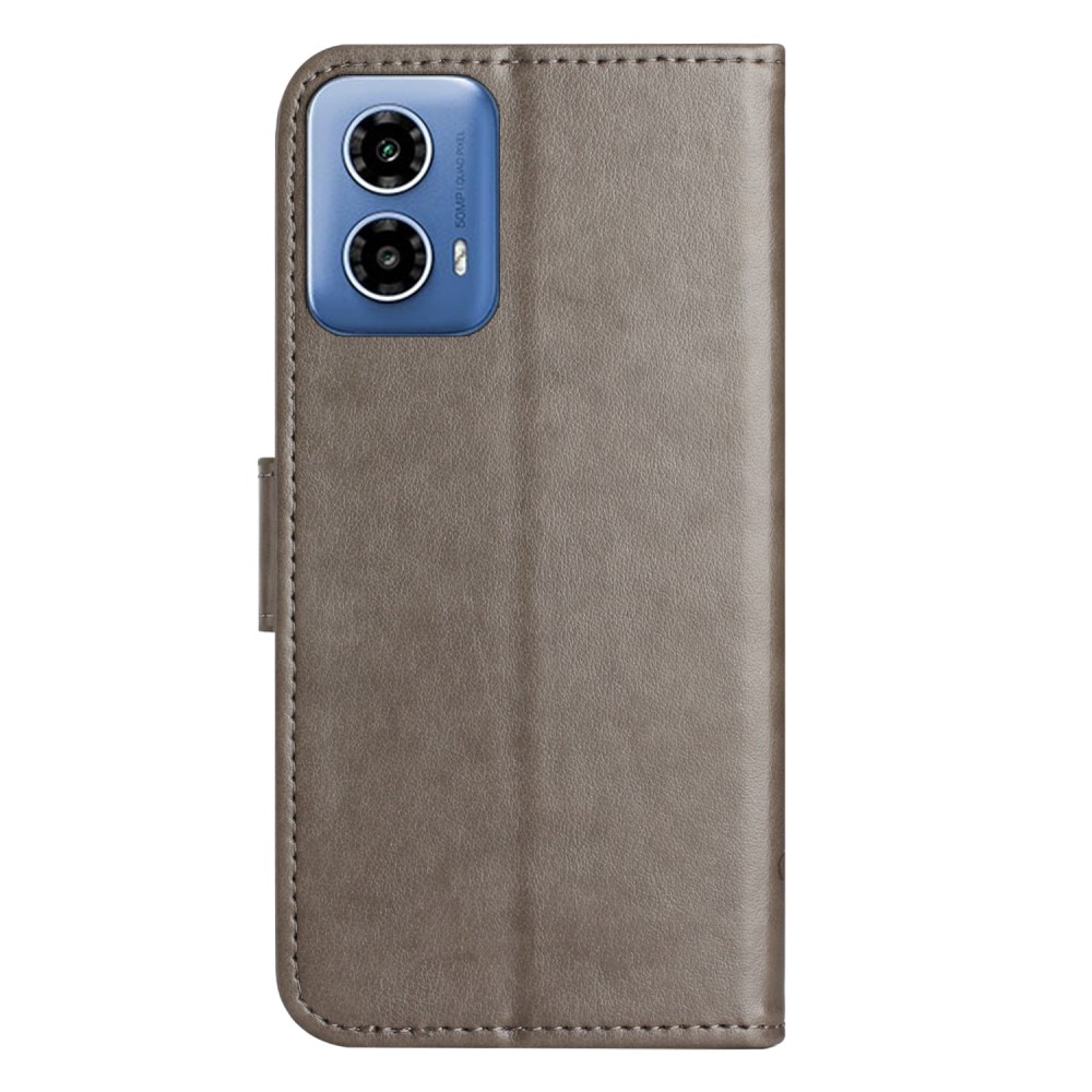 Læderetui Sommerfugle Motorola Moto G04 Grå