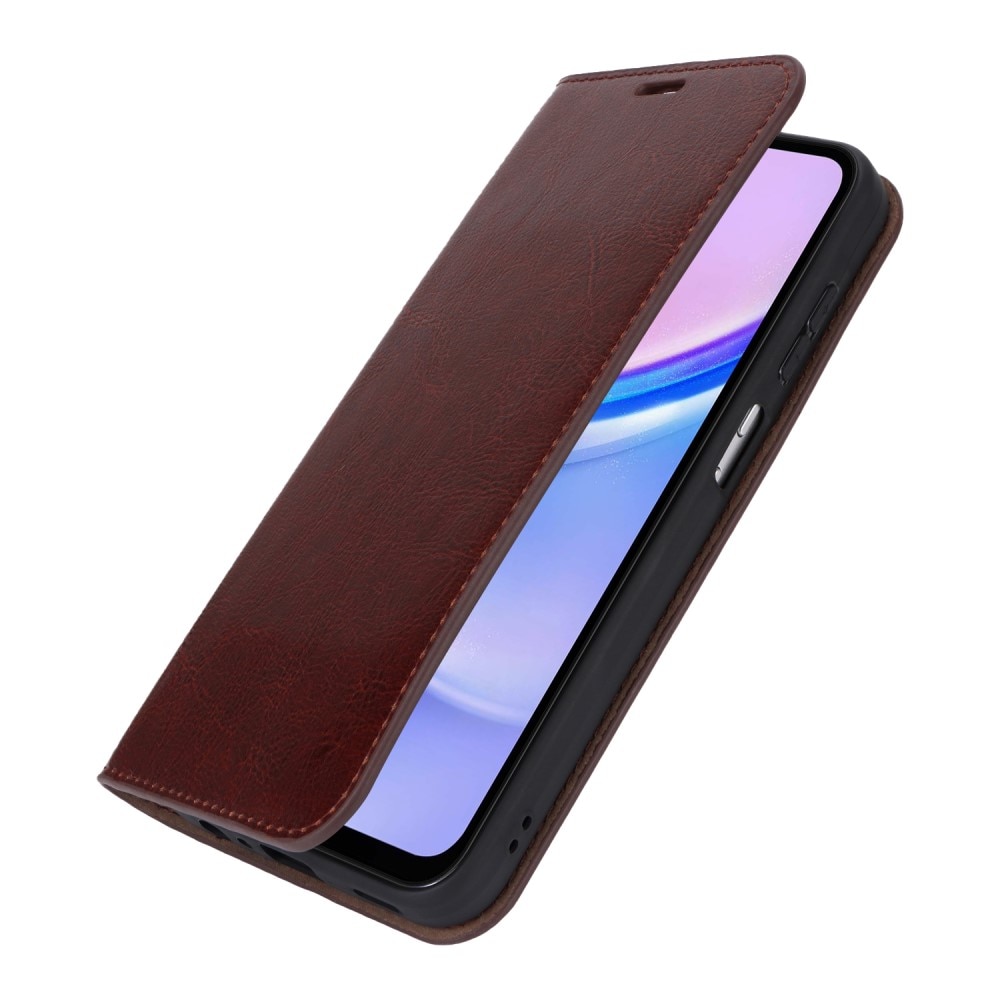 Mobiltaske Ægte Læder Samsung Galaxy A15 mørkebrun