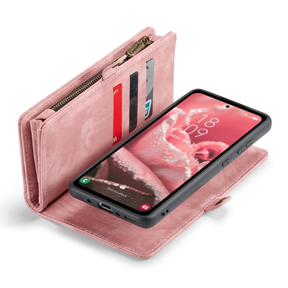 Multi-slot Mobiltaske Samsung Galaxy A35 lyserød