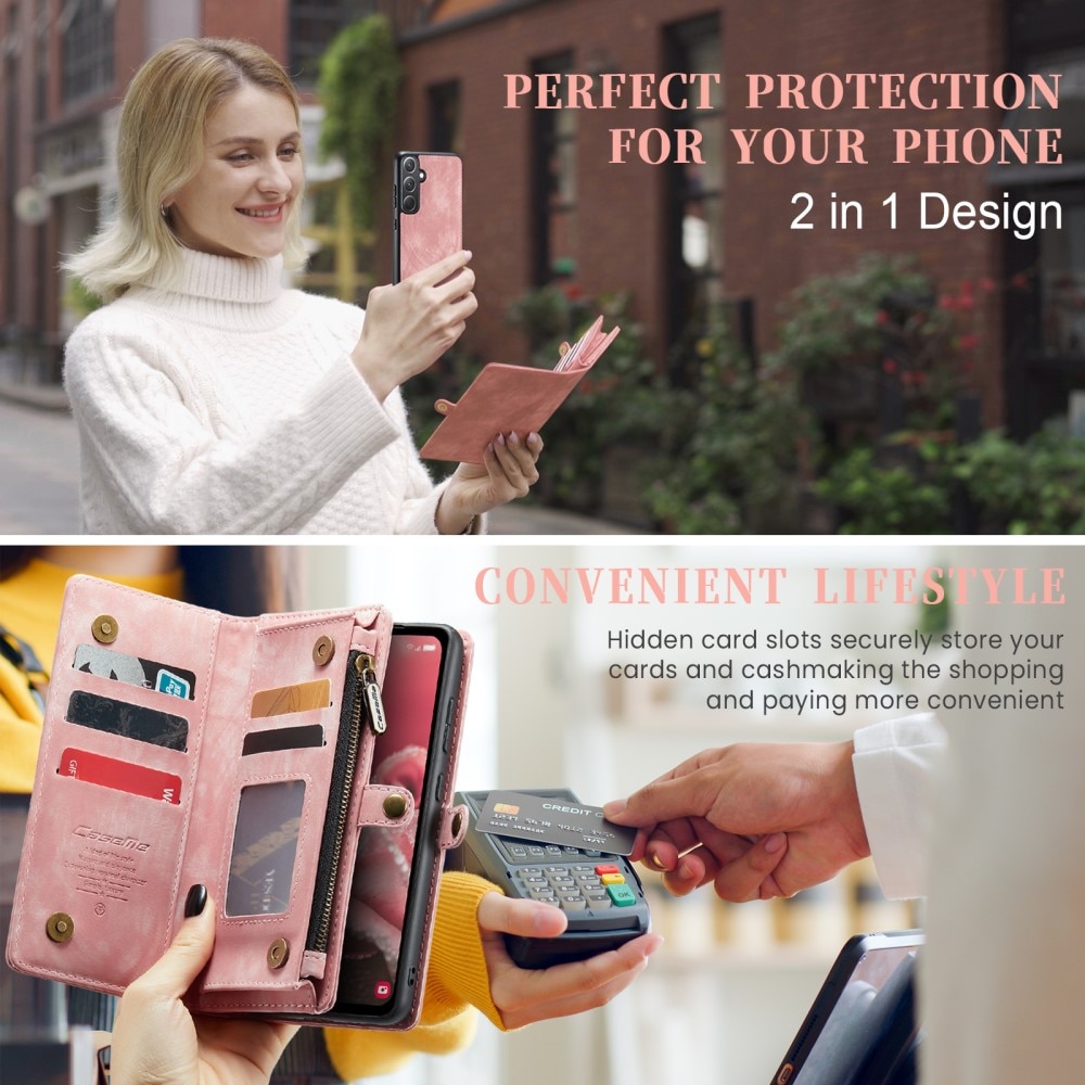 Multi-slot Mobiltaske Samsung Galaxy A35 lyserød