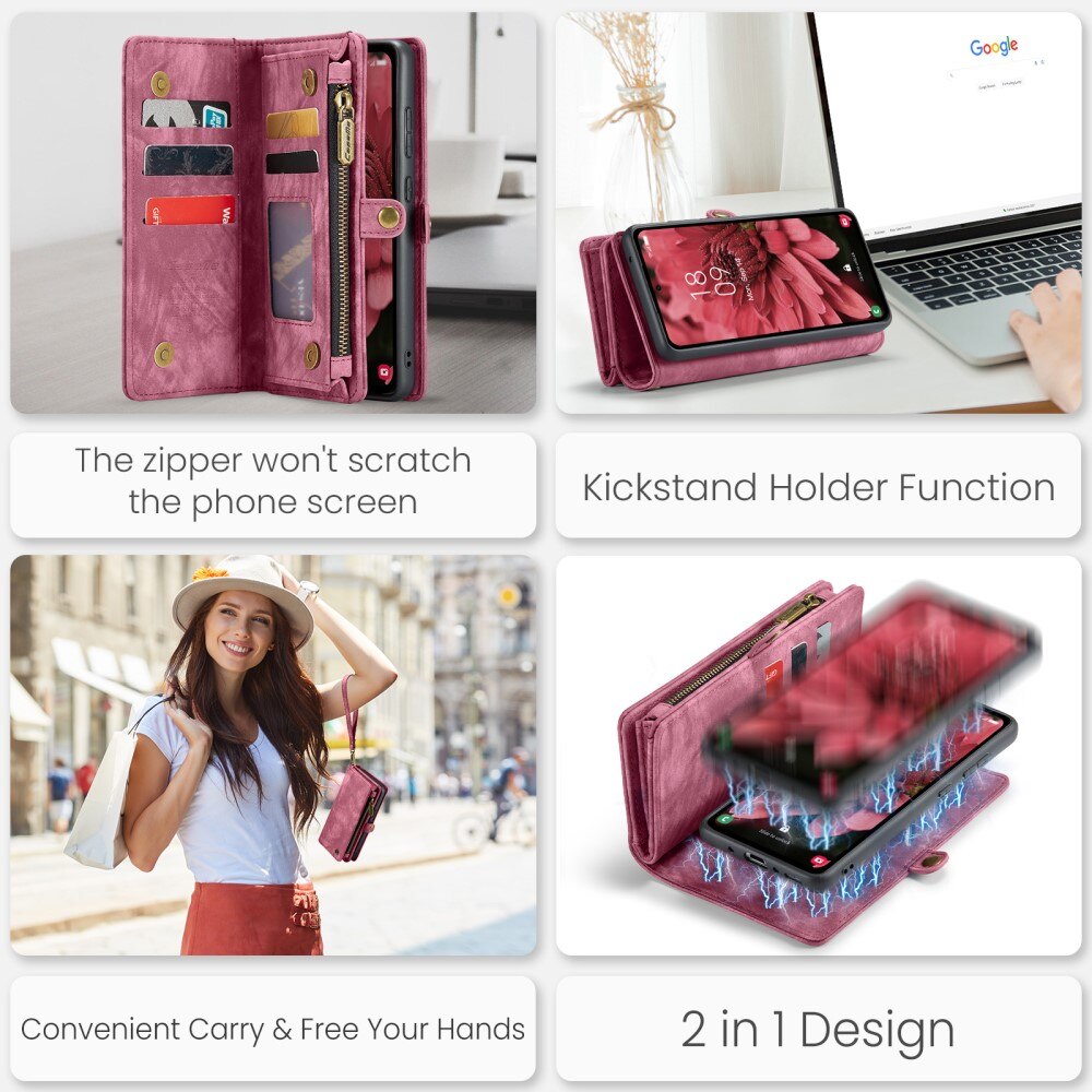 Multi-slot Mobiltaske Samsung Galaxy A35 Rød