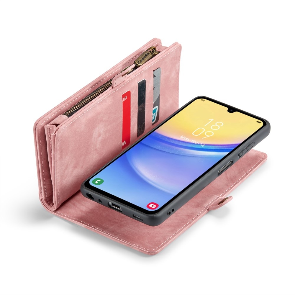 Multi-slot Mobiltaske Samsung Galaxy A15 lyserød