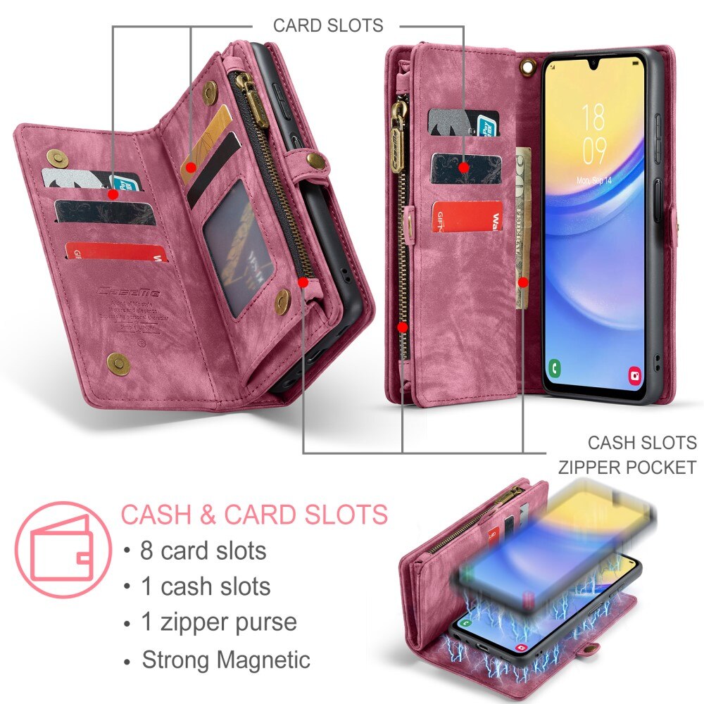 Multi-slot Mobiltaske Samsung Galaxy A15 rød