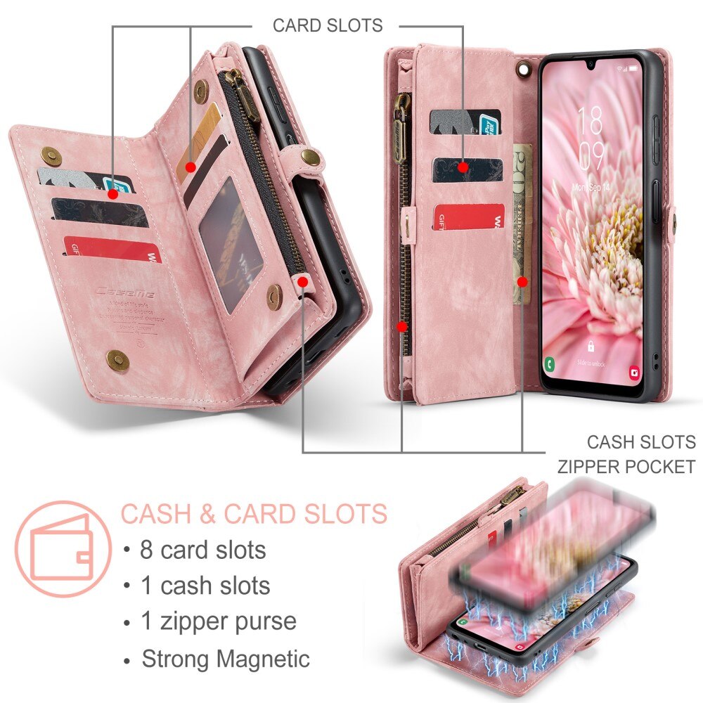 Multi-slot Mobiltaske Samsung Galaxy A25 Lyserød