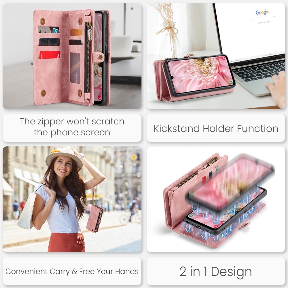 Multi-slot Mobiltaske Samsung Galaxy A25 lyserød