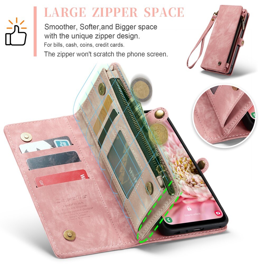 Multi-slot Mobiltaske Samsung Galaxy A25 Lyserød