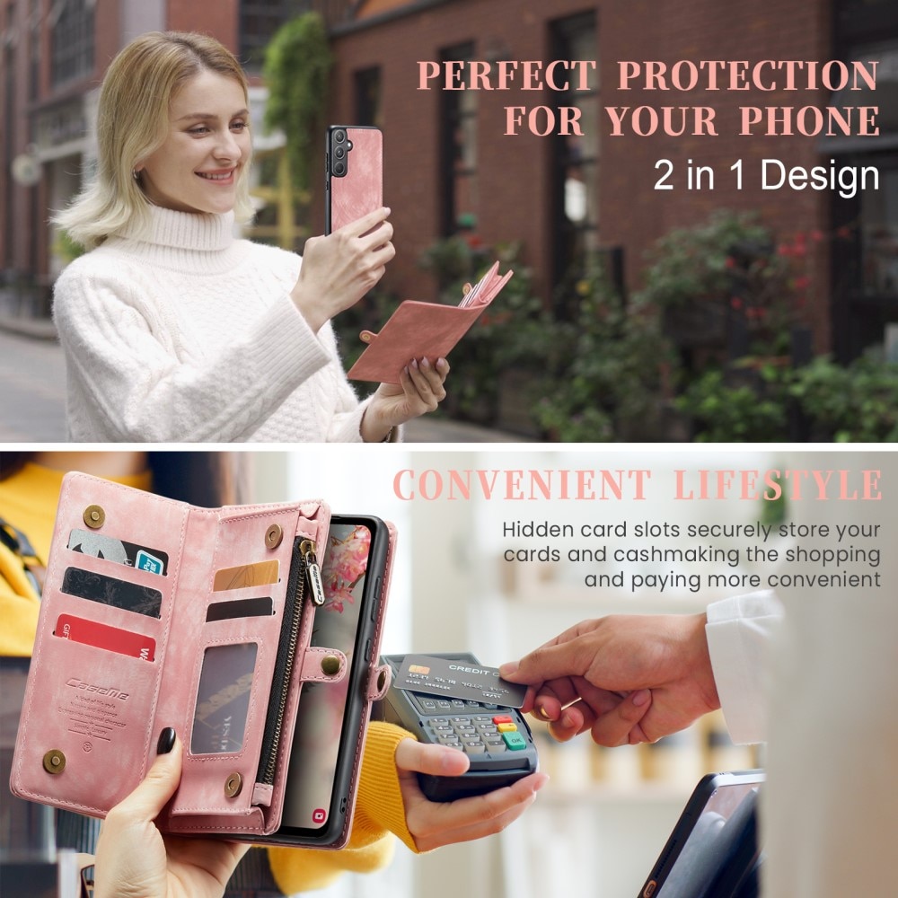 Multi-slot Mobiltaske Samsung Galaxy A55 lyserød