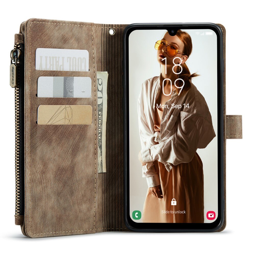 Zipper Wallet Samsung Galaxy A15 Brun