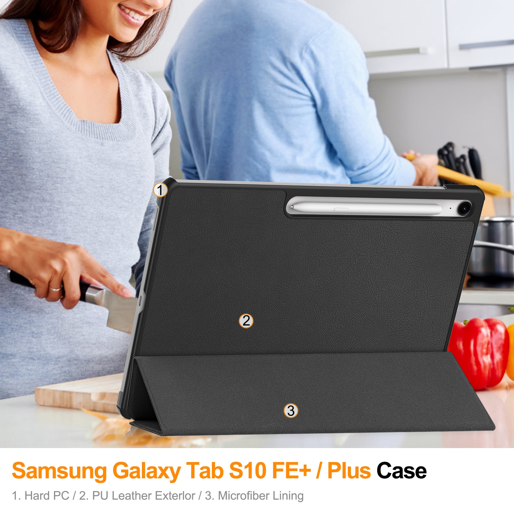 Etui Tri-fold Samsung Galaxy Tab S10 FE Plus Sort