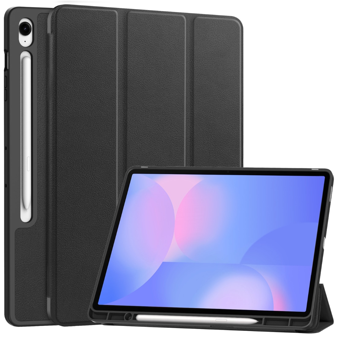 Samsung Galaxy Tab S10 FE Plus Etui Tri-fold med Pencil-holder Sort