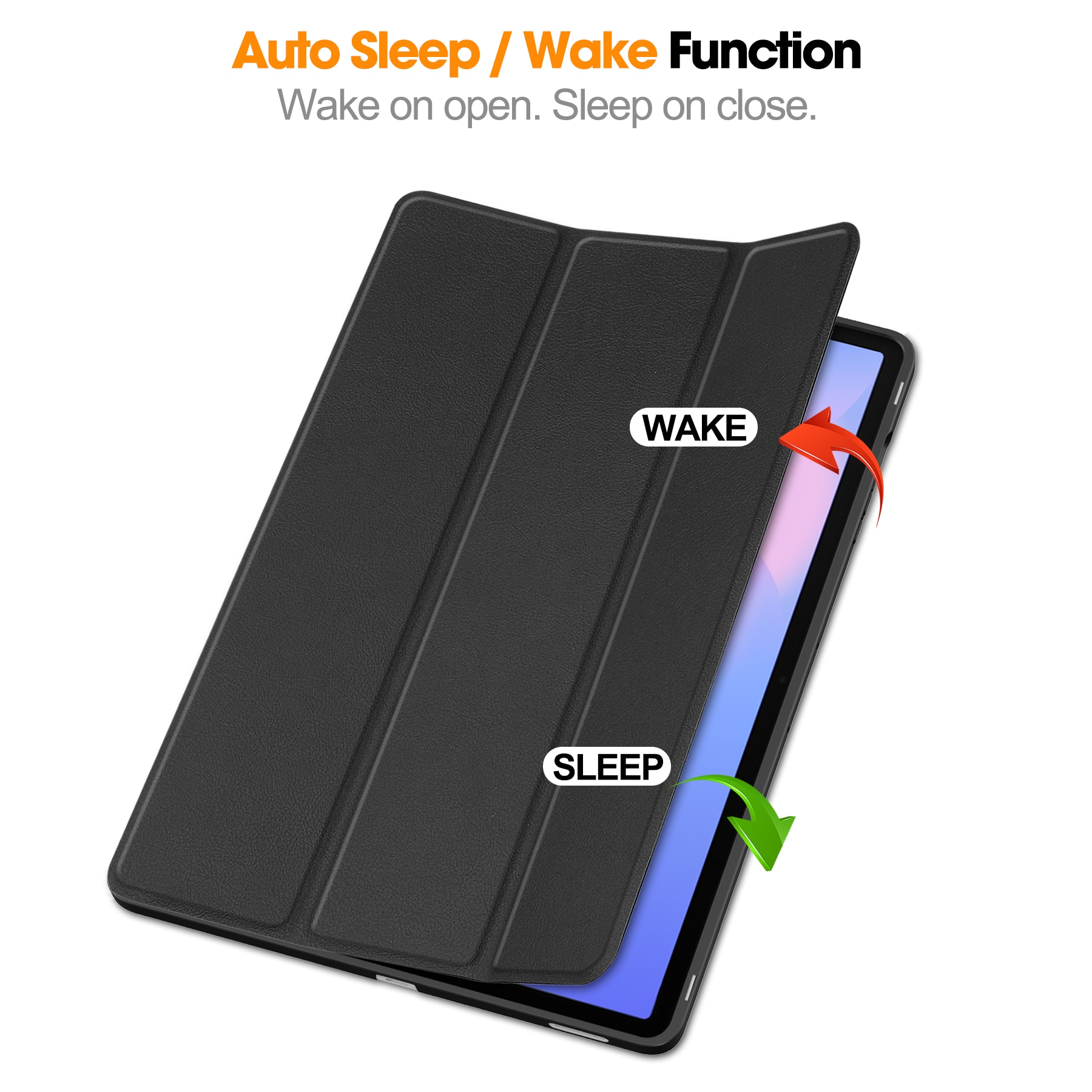Samsung Galaxy Tab S10 FE Plus Etui Tri-fold med Pencil-holder Sort