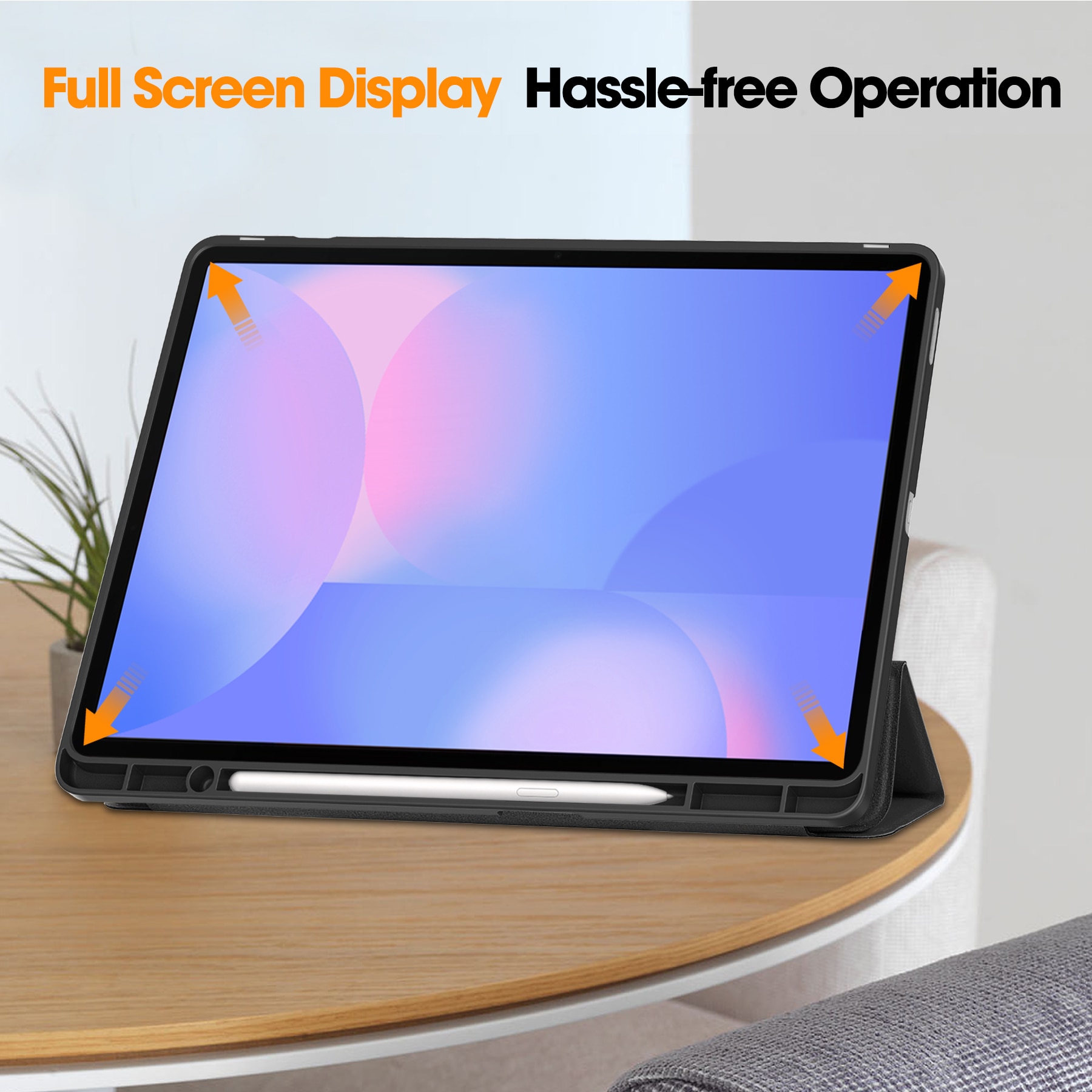 Samsung Galaxy Tab S10 FE Plus Etui Tri-fold med Pencil-holder Sort