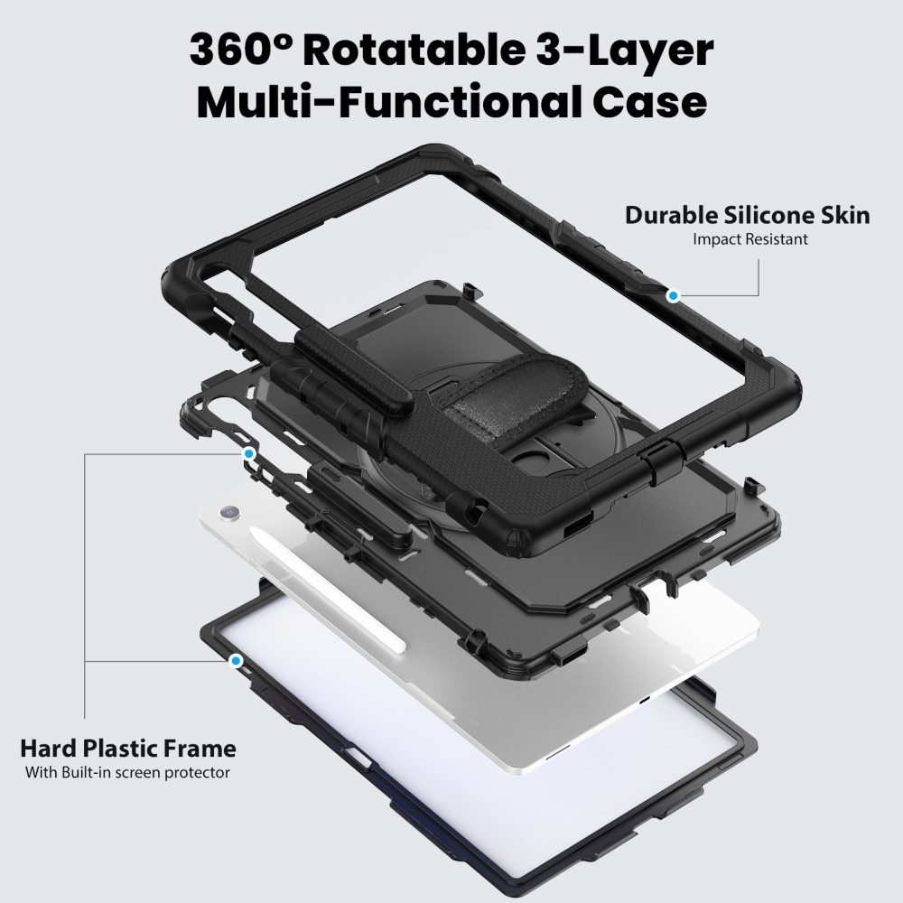 Stødsikker Full Protection Hybridcover Samsung Galaxy Tab S10 FE Plus sort