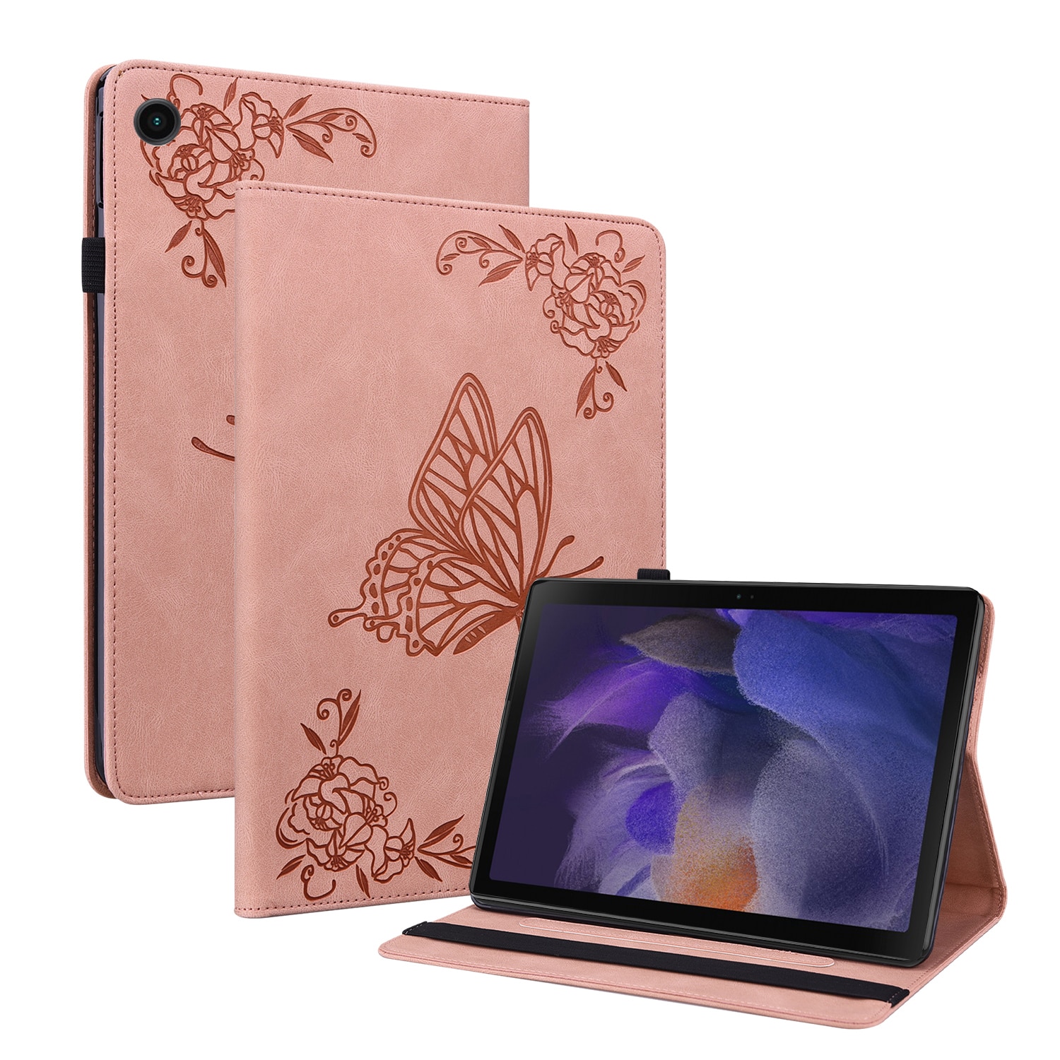 Læderetui Sommerfugle Samsung Galaxy Tab A11 Lyserød