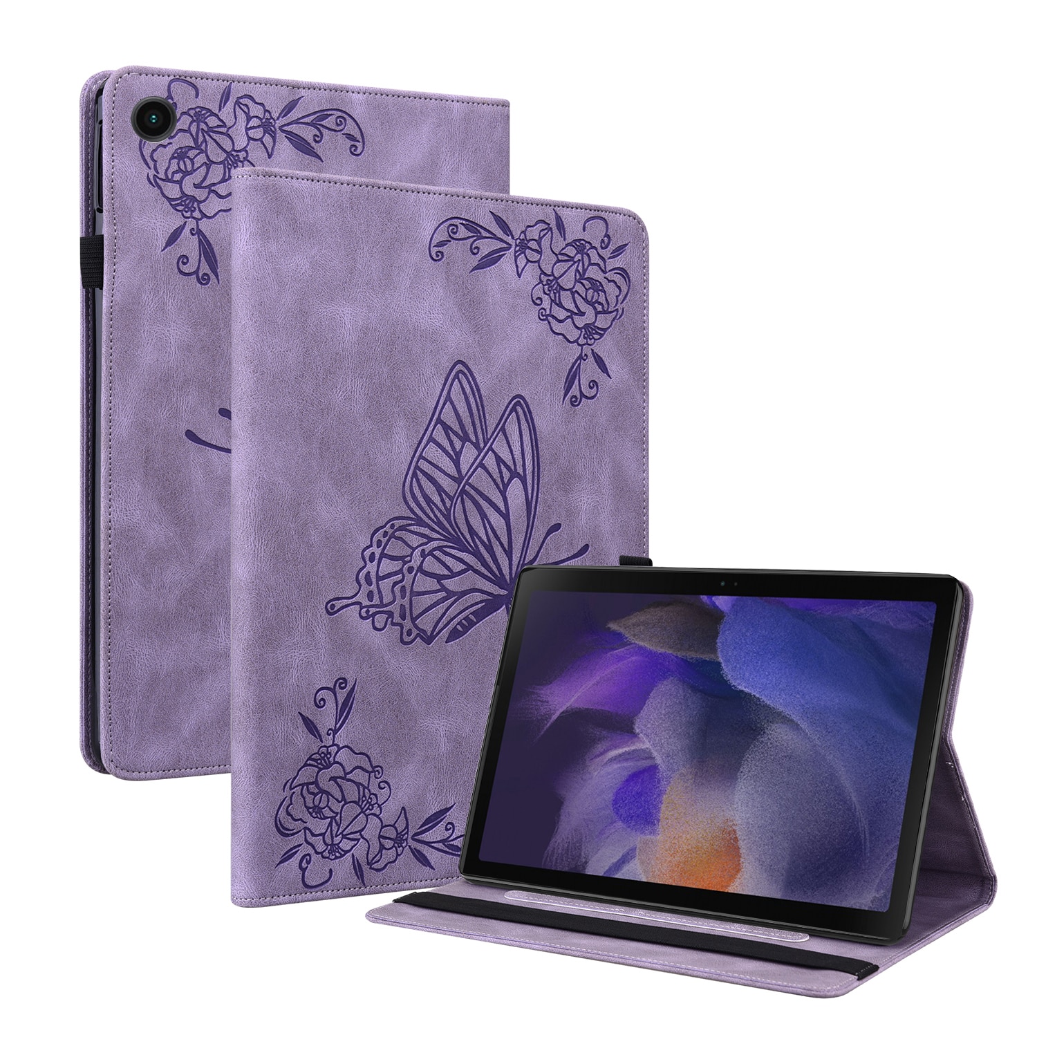 Læderetui Sommerfugle Samsung Galaxy Tab A11 Lilla