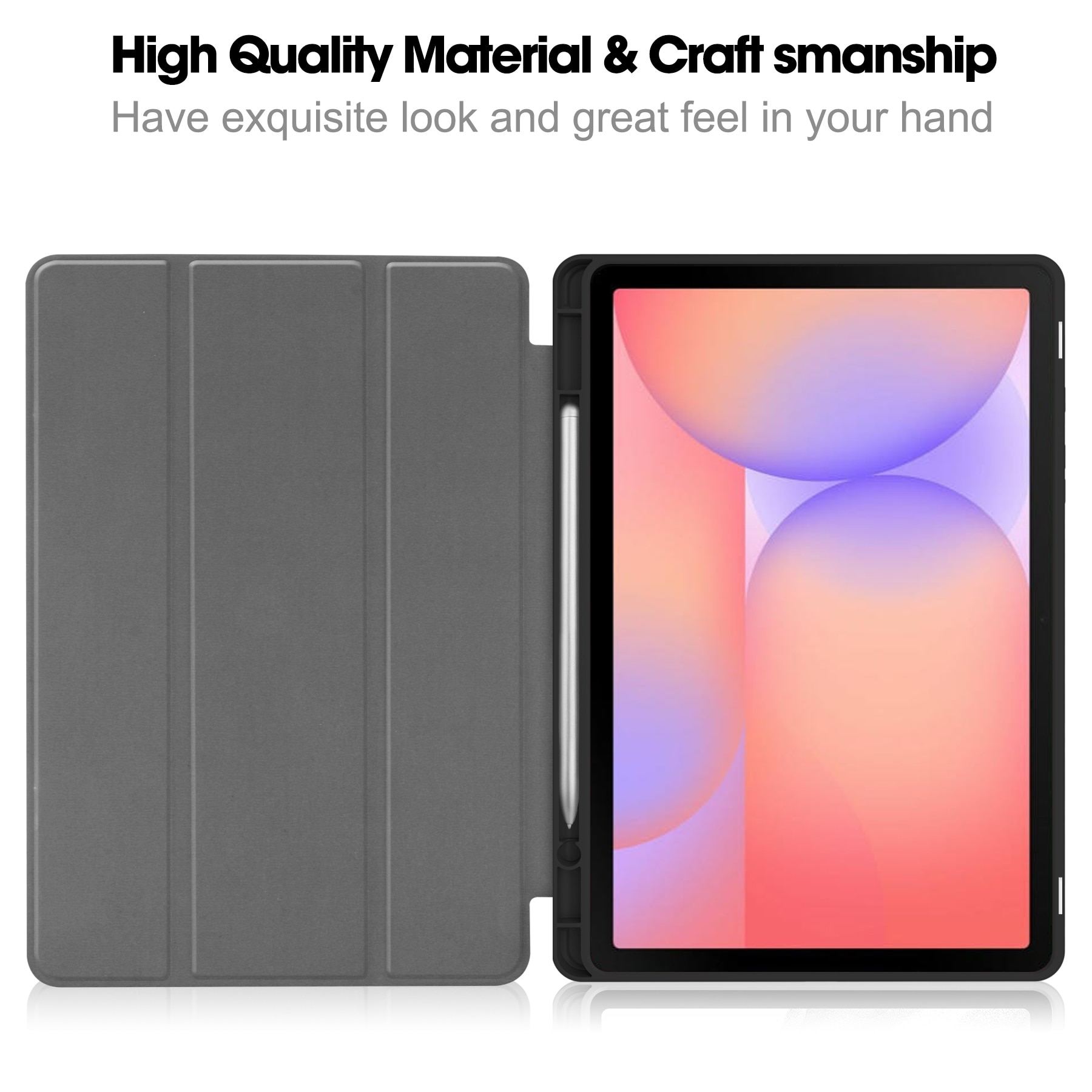 Samsung Galaxy Tab S10 Lite Etui Tri-fold med Pencil-holder Sort