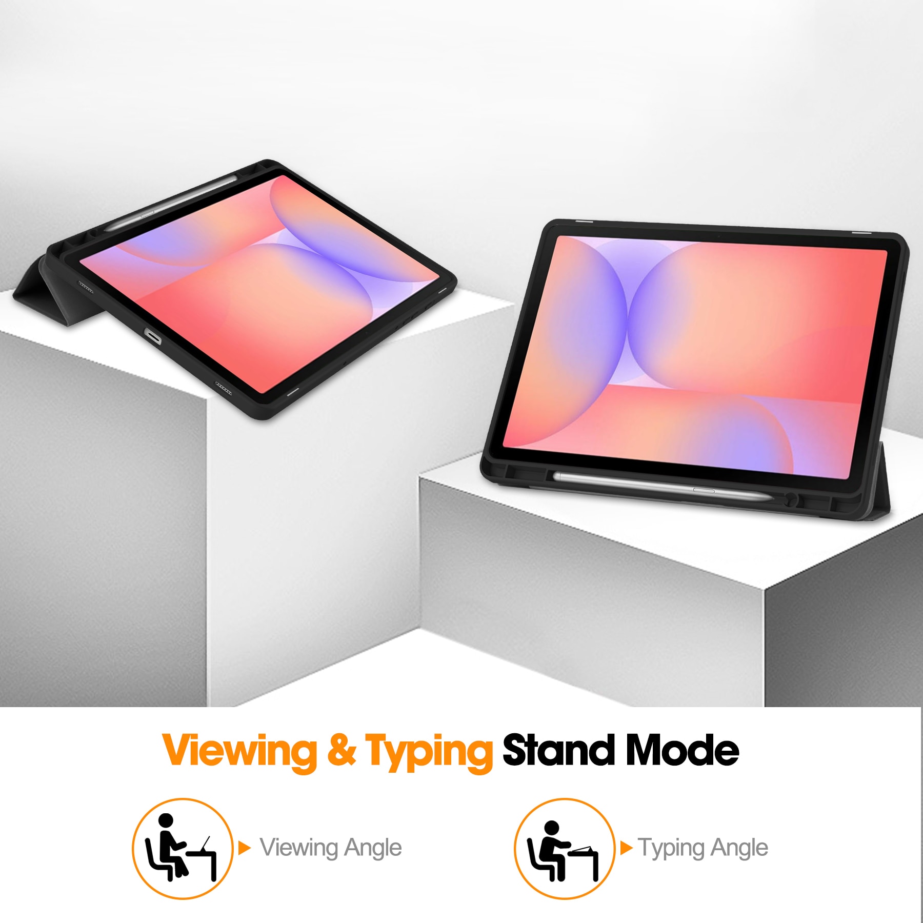 Samsung Galaxy Tab S10 Lite Etui Tri-fold med Pencil-holder Sort