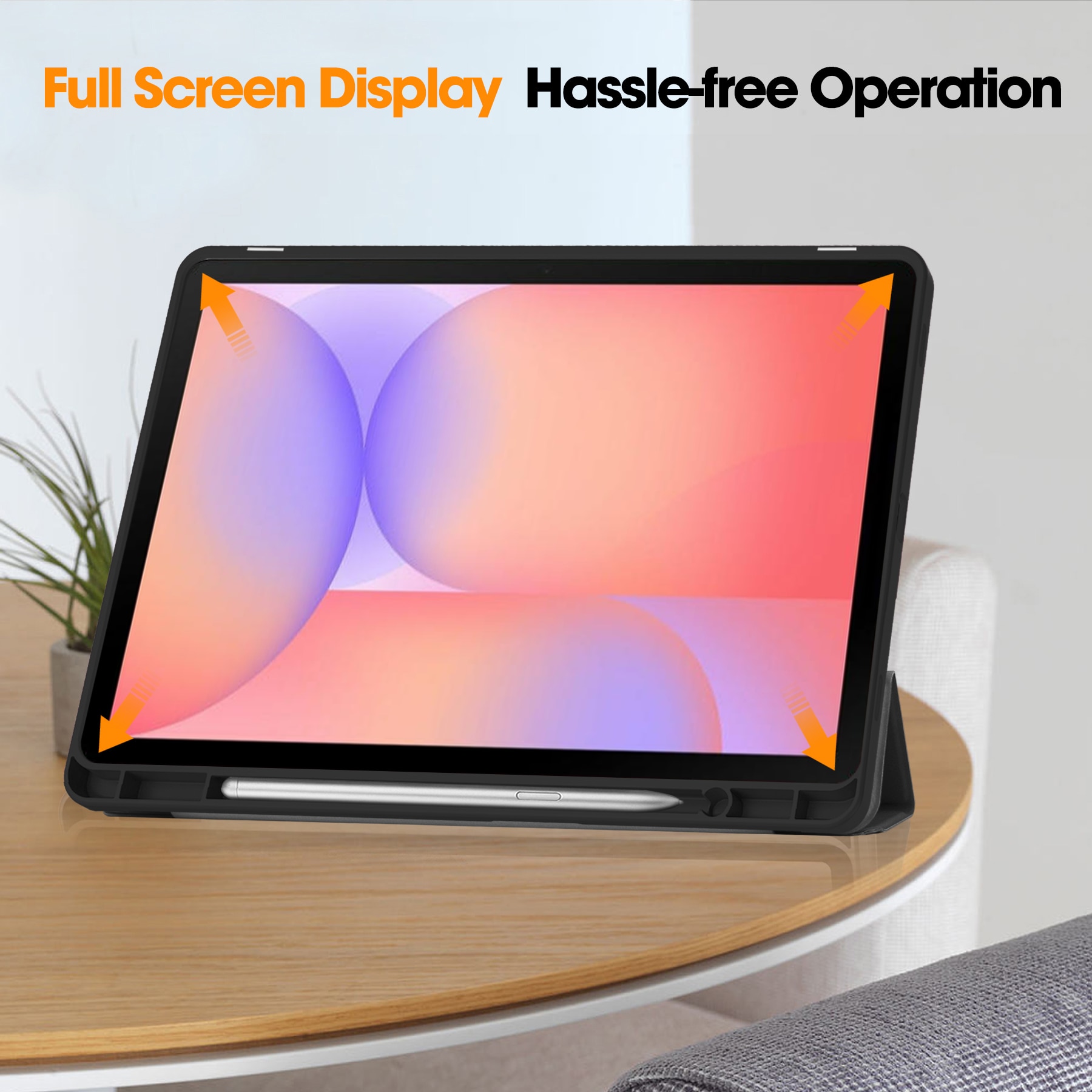 Samsung Galaxy Tab S10 Lite Etui Tri-fold med Pencil-holder Sort